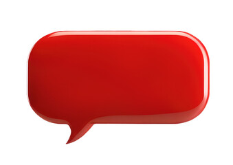 Empty red volumetric speech bubble isolated on white background and transparent background. PNG.