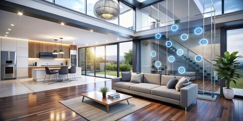 Smart Home Technology Double Exposure - Modern Living, Automation, and Connectivity