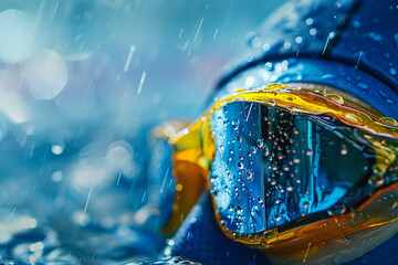 Swimmer head close up, swim goggles generated.AI