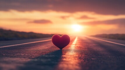 Fototapeta premium Abstract depiction of road leading to heart symbolizing romantic journey