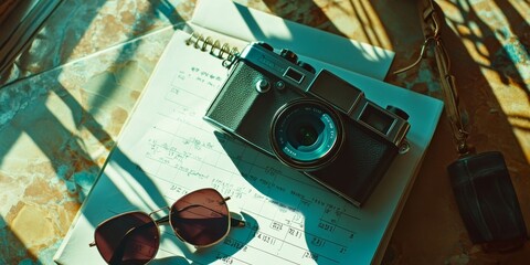 Planning a trip?  Pack your camera, passport, and sunglasses!  Don't forget to mark your travel dates on a calendar.