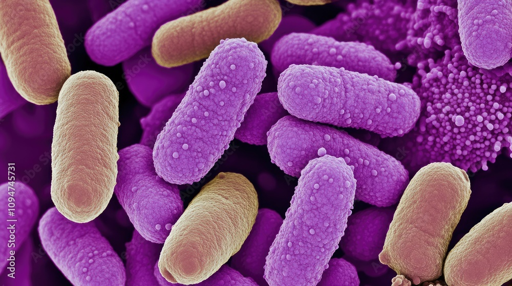 Poster microscopic view of clostridium difficile bacteria, which causes gastrointestinal infections, displa