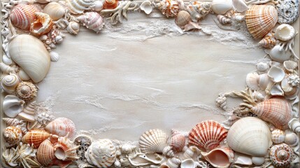 Obraz premium Seashell Frame Art - Coastal Decor