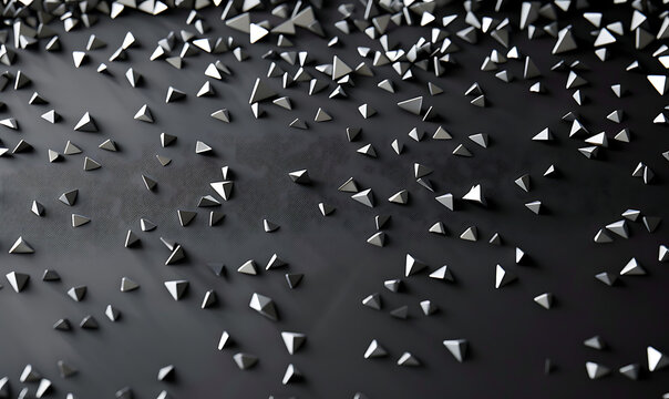 A sophisticated design with small black triangles in a hexagonal formation on a muted gray background, offering a clean and contemporary feel