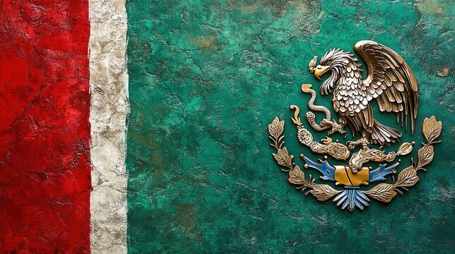 Mexican flag on textured background.