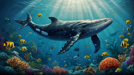 Fototapeta premium whale in sea
