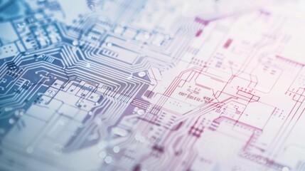 Close-up of semiconductor chip with detailed electronic components and circuits on clean white background, ideal for tech and engineering projects.