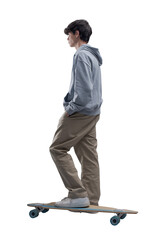 Teenager posing with a skateboard © stokkete