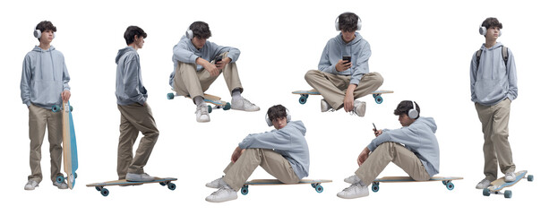 Teenager posing with a skateboard