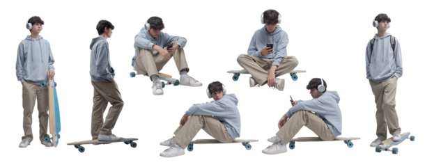 Teenager posing with a skateboard
