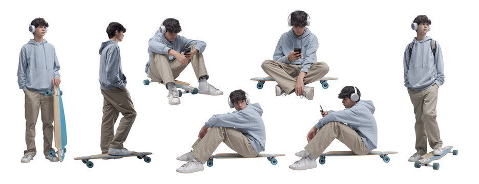 Teenager posing with a skateboard