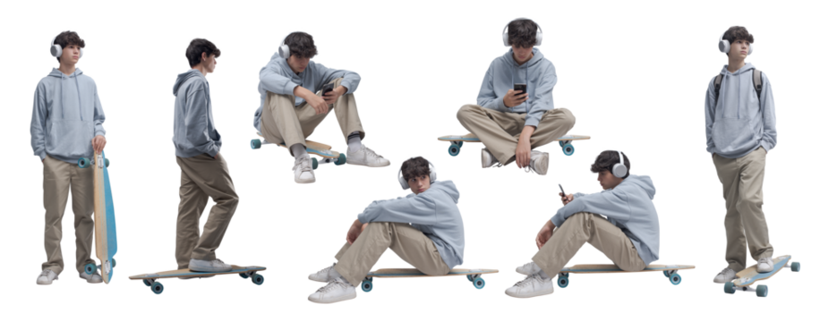 Teenager posing with a skateboard