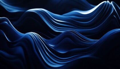 Obraz premium Abstract Blue Waves Flowing Smoothly Dark Background