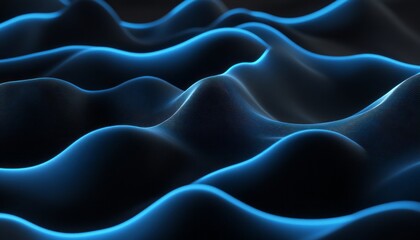 Obraz premium Abstract Blue Waves Dark Background Digital Art
