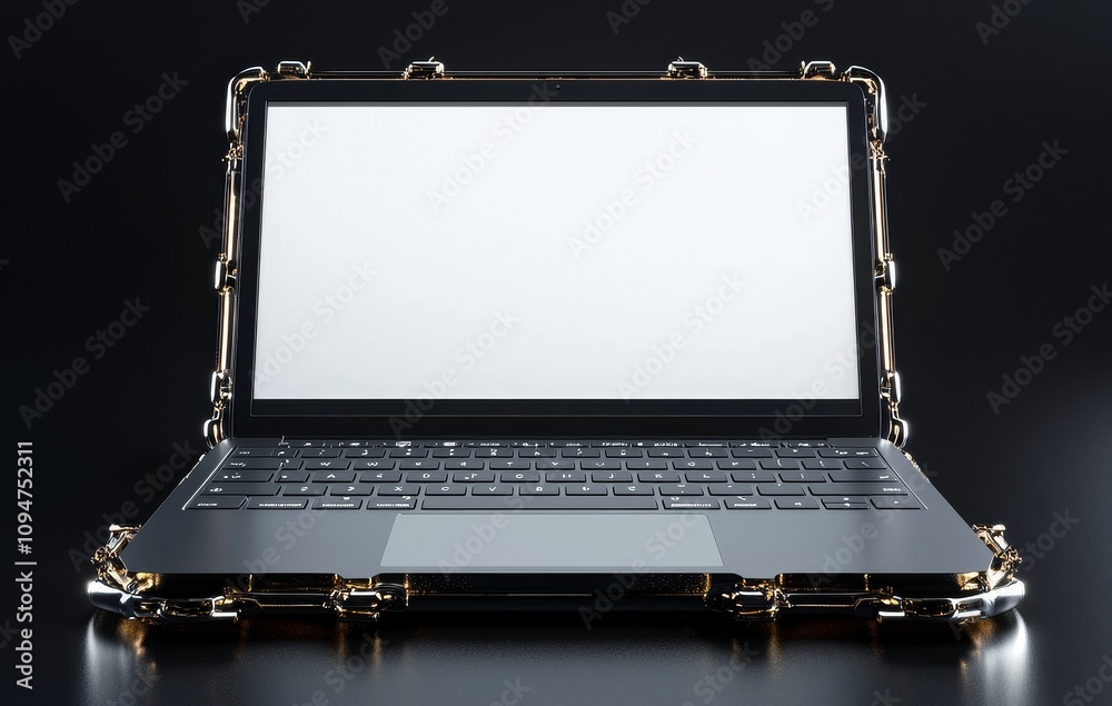 Poster mockup of a laptop monitor with a blank screen, presented as a silver desktop, isolated on a white o