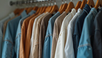Transform your space with a well-organized wardrobe featuring a spectrum of stylish clothing options