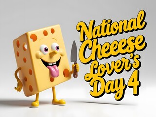 A festive display celebrating National Cheese Lovers Day with various cheese types and decorations.