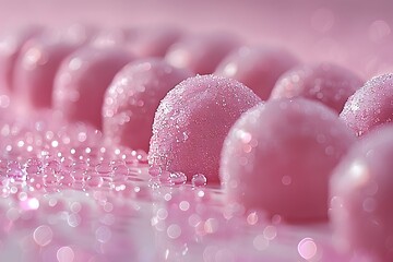 Obraz premium Pink Spheres with Water Droplets in Soft Focus for Abstract Art and Design