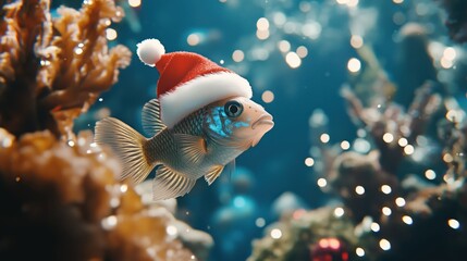 Leuchtender Weihnachtsfisch im tropischen Korallenriff