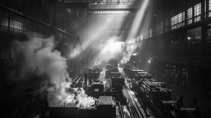 Smoke and Light in a Factory During World War II