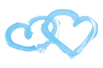 Light blue heart brush strokes on transparent background