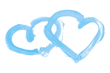 Light blue heart brush strokes on transparent background