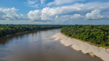 WHITE SAND BEACHES ON THE NANAY RIVER, A BLACK WATER RIVER KNOWN AS IGAPO IN THE ALLPAHUAYO MISHANA...
