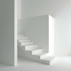 Obraz premium Minimalist Staircase Design Modern Architecture Interior Space Bright Environment Creative Viewpoint Aesthetic Concept for Contemporary Homes