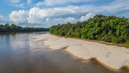 WHITE SAND BEACHES ON THE NANAY RIVER, A BLACK WATER RIVER KNOWN AS IGAPO IN THE ALLPAHUAYO MISHANA...