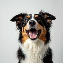 Fototapeta premium Joyful Dog Portrait Indoor Home Environment Pet Photography Bright Lighting Close-Up Shot Capturing Happiness and Playfulness