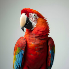 Obraz premium Colorful Scarlet Macaw in Studio Setting Nature Photography Vibrant Colors Animal Portrait Close-up View Wildlife Concept for Nature Enthusiasts