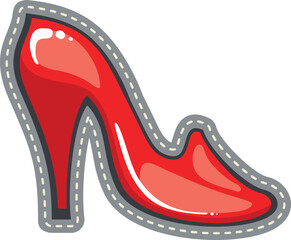 Naklejka premium Red high heel sexy shoe seamed label