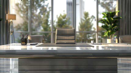 High-end elegant transparent image of a stylish office desk with contemporary decor, perfect for corporate branding. 32k, full ultra HD, high resolution