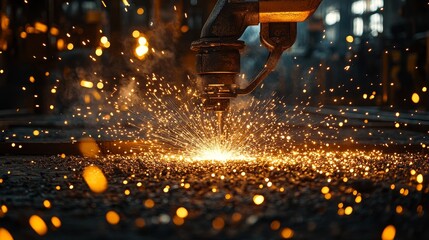Sparks Flying from Metal Being Worked on by a Machine