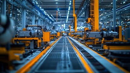 Fototapeta premium Automated Assembly Line in a Modern Factory