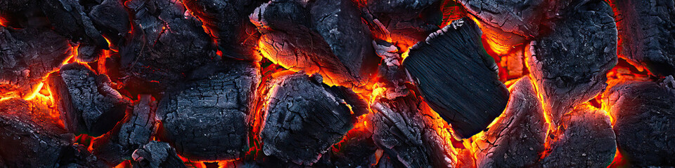 A campfire with glowing coals, serving as a centerpiece for a rustic outdoor dinner party.