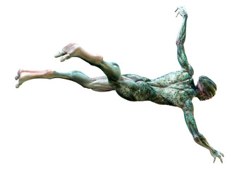 3D Rendering Green Alien on White
