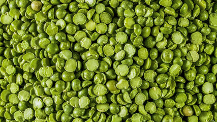 Close up from green split peas background