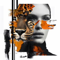 A conceptual design merging striking leopard prints with soft abstract elements, ideal for modern art or fashion promotions.