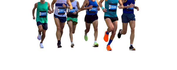 group athletes running marathon race isolated on  transparent background