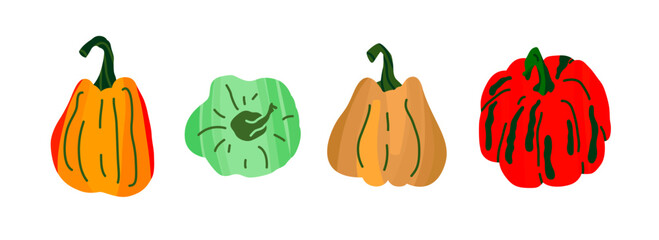 Collection of vector pumpkins. Illustration
