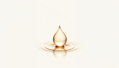 Fototapeta premium Elegant golden water drop creating ripples, representing the Baptism of Jesus on a soft background
