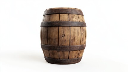 Obraz premium Wooden Barrel on a White Background