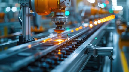 Fototapeta premium Advanced Automated Equipment in a High-Tech Manufacturing Facility Enhancing Efficiency and Precision
