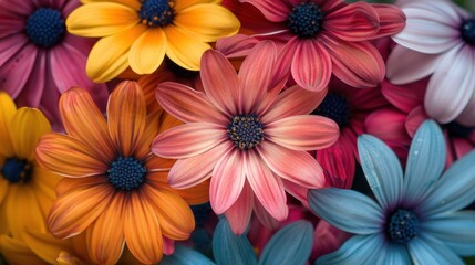Fototapeta premium A vibrant arrangement of colorful flowers in various shades and shapes.