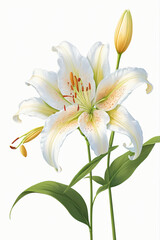 lily flower blooming beautifully isolated on background, created by generative ai
