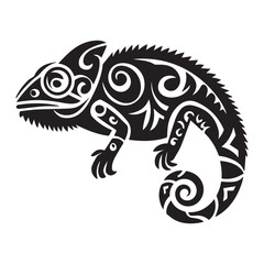 Modern Tribal Chameleon Tattoo