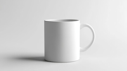 Fototapeta premium Simple ceramic mug positioned against a clean white background for branding purposes