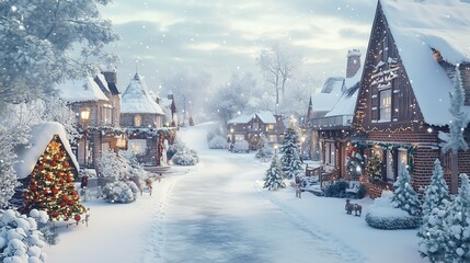 Fototapeta premium 雪国と古い家