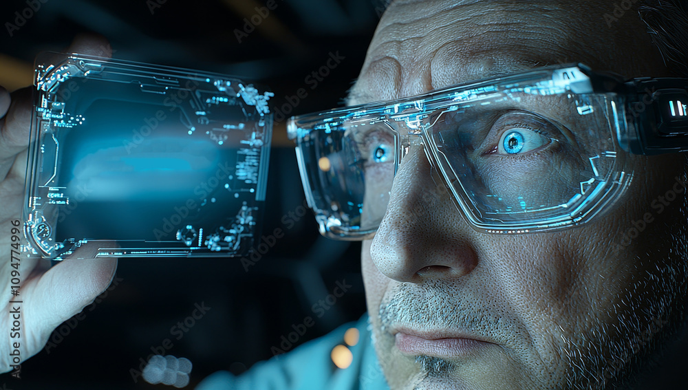 Aufkleber An individual interacting with a sophisticated AI, delving into futuristic tech and machine learning principles, utilizing generative AI.